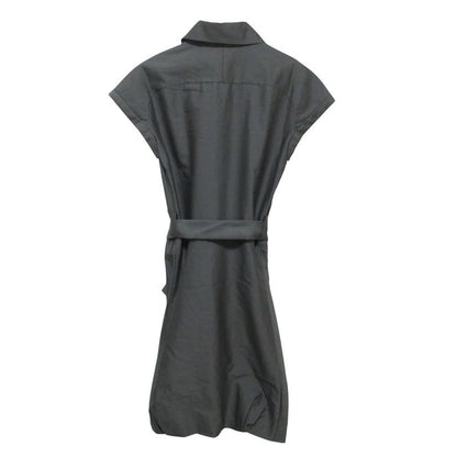 Celine Silk Blend Short Sleeve Shirt Dress 38 Gray