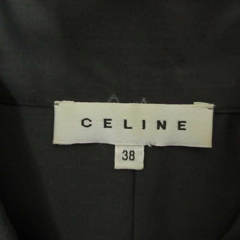 Celine Silk Blend Short Sleeve Shirt Dress 38 Gray