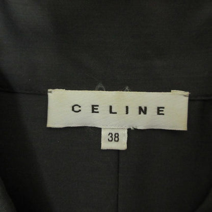 Celine Silk Blend Short Sleeve Shirt Dress 38 Gray