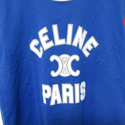 Celine Triomphe Logo Cropped Boxy T-Shirt XS Blue — view 5