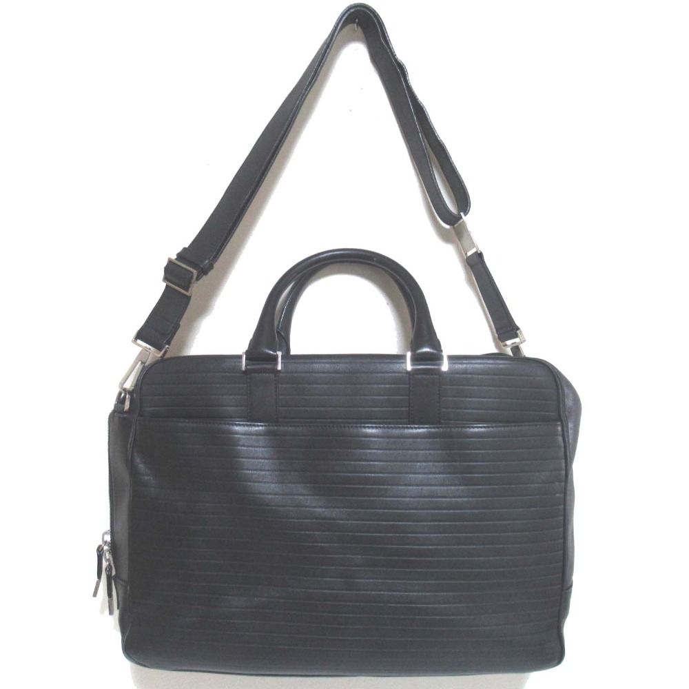 Dior Homme Leather Briefcase Business With PC Pocket Black — view 3