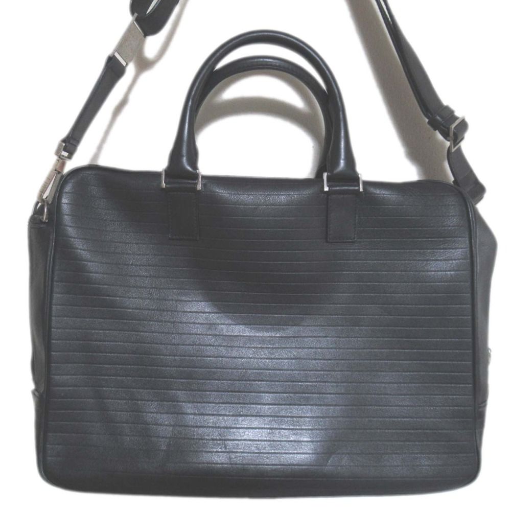 Dior Homme Leather Briefcase Business With PC Pocket Black — view 2