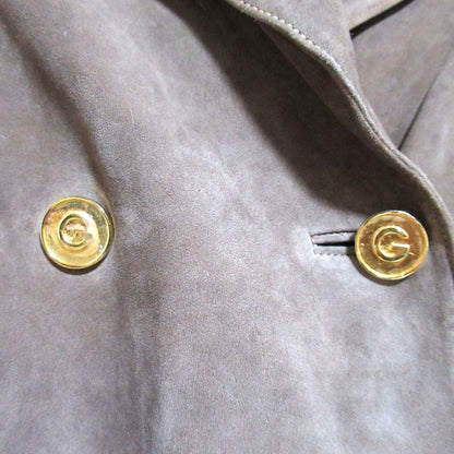 Gucci Vintage Logo Button Double Breasted Suede Leather Jacket 48 Beige — view 6