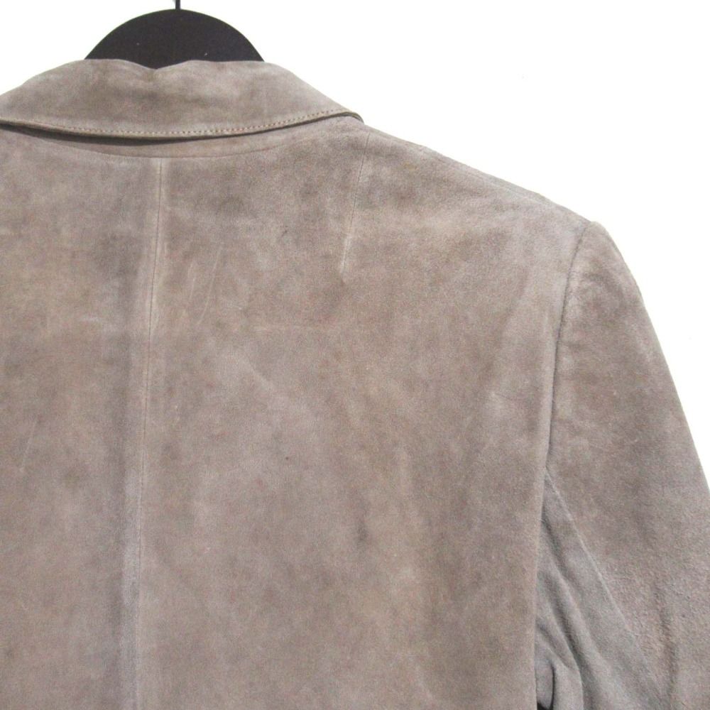 Gucci Vintage Logo Button Double Breasted Suede Leather Jacket 48 Beige — view 9