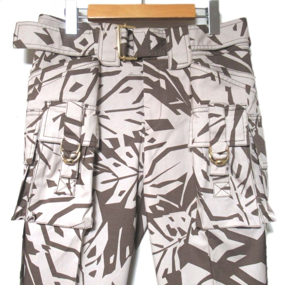 Gucci Digital Camo Pattern Belted Cargo Pants 40 Beige Brown — view 3