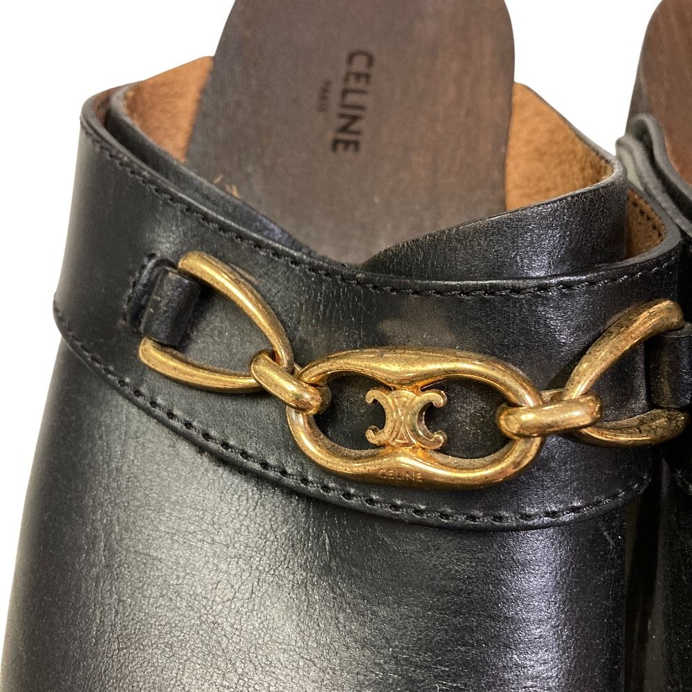 Celine Les Bois Triomphe Chain Leather Clog Sandals — view 4