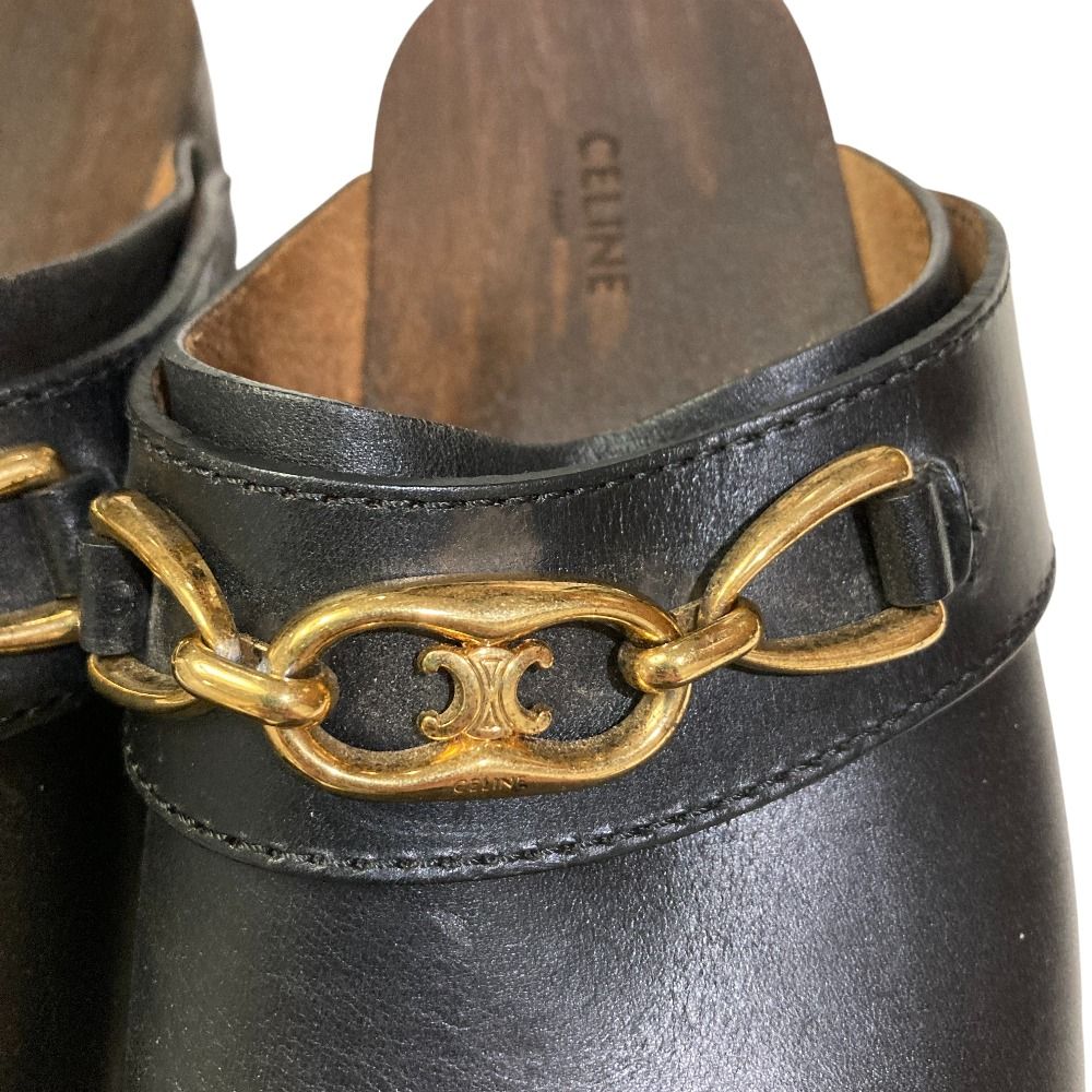Celine Les Bois Triomphe Chain Leather Clog Sandals — view 5