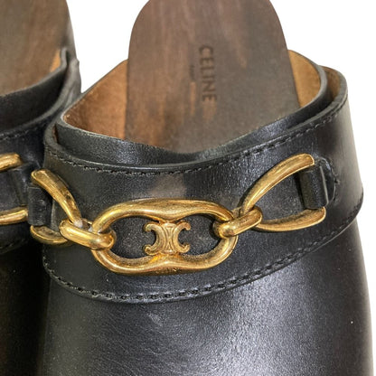 Celine Les Bois Triomphe Chain Leather Clog Sandals — view 5