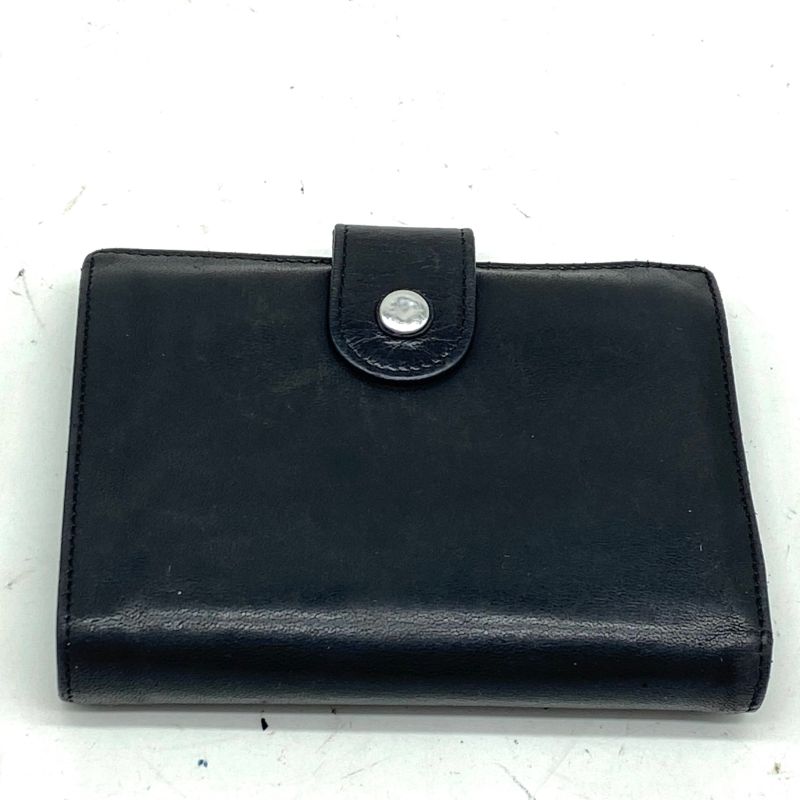 Chanel Wallet Bifold Clasp Lambskin Compact Leather Black CC Logo