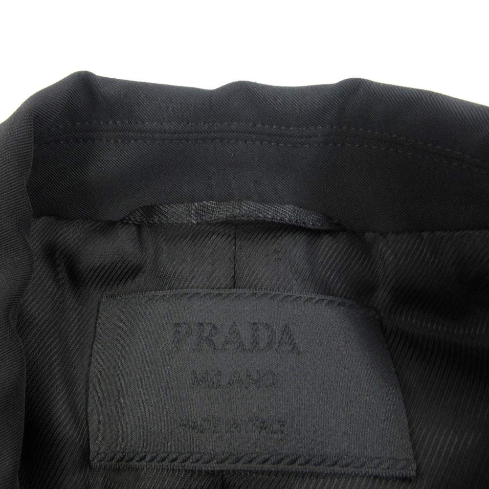 Prada Satin Jacket Coat Stretch 40 M Black — view 4