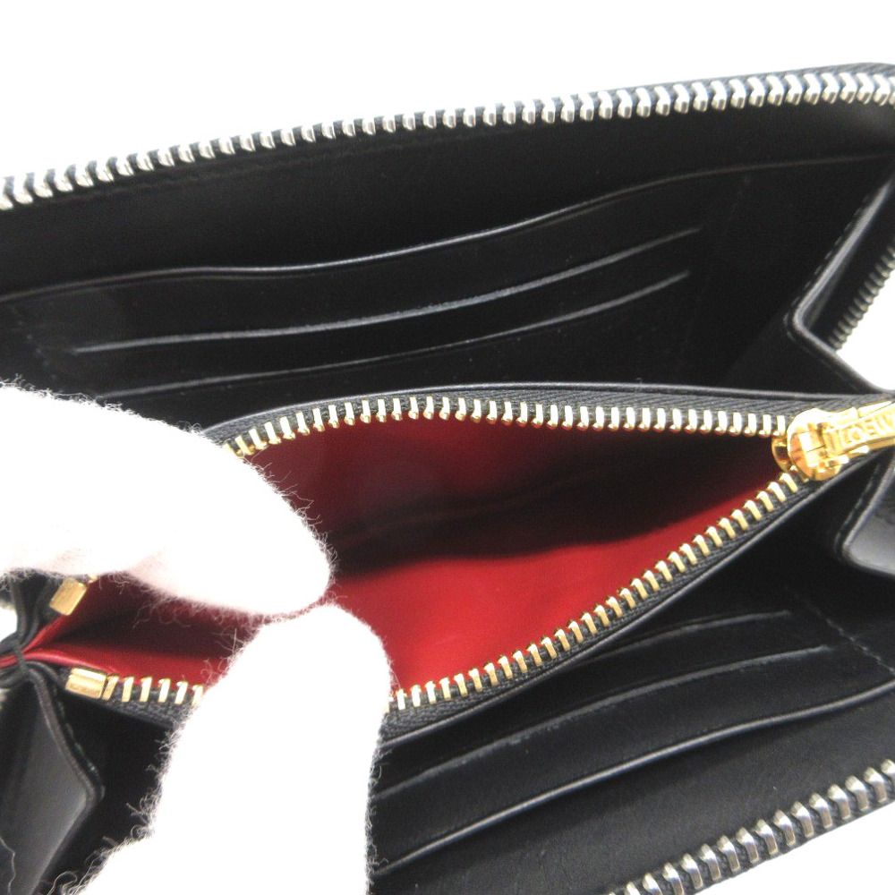 Loewe Puzzle Tartan Check Zip Around Wool Leather Multicolor Wallet Red Navy Black — view 5