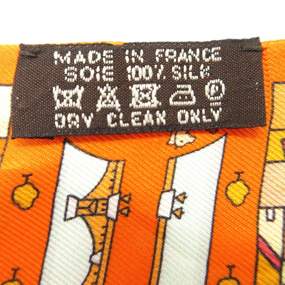 Hermes Twilly Right Bank and Left Scarf Silk Orange Multicolor — view 3