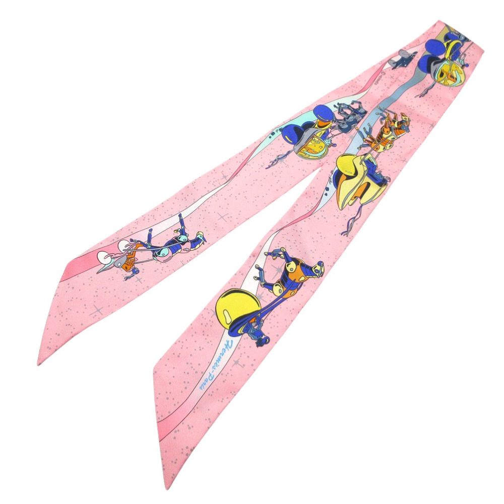 Hermes Twirly Spaced Bi Scarf Silk Rose Jaune X Blue — view 2