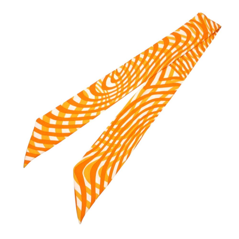 Hermes Twilly Scarf Silk Orange White — view 2