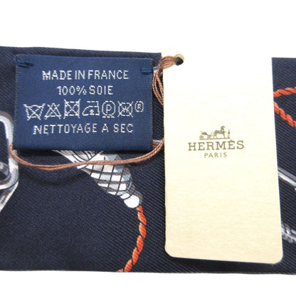 Hermes Twilly Serafette Scarf Silk Gray Navy — view 3