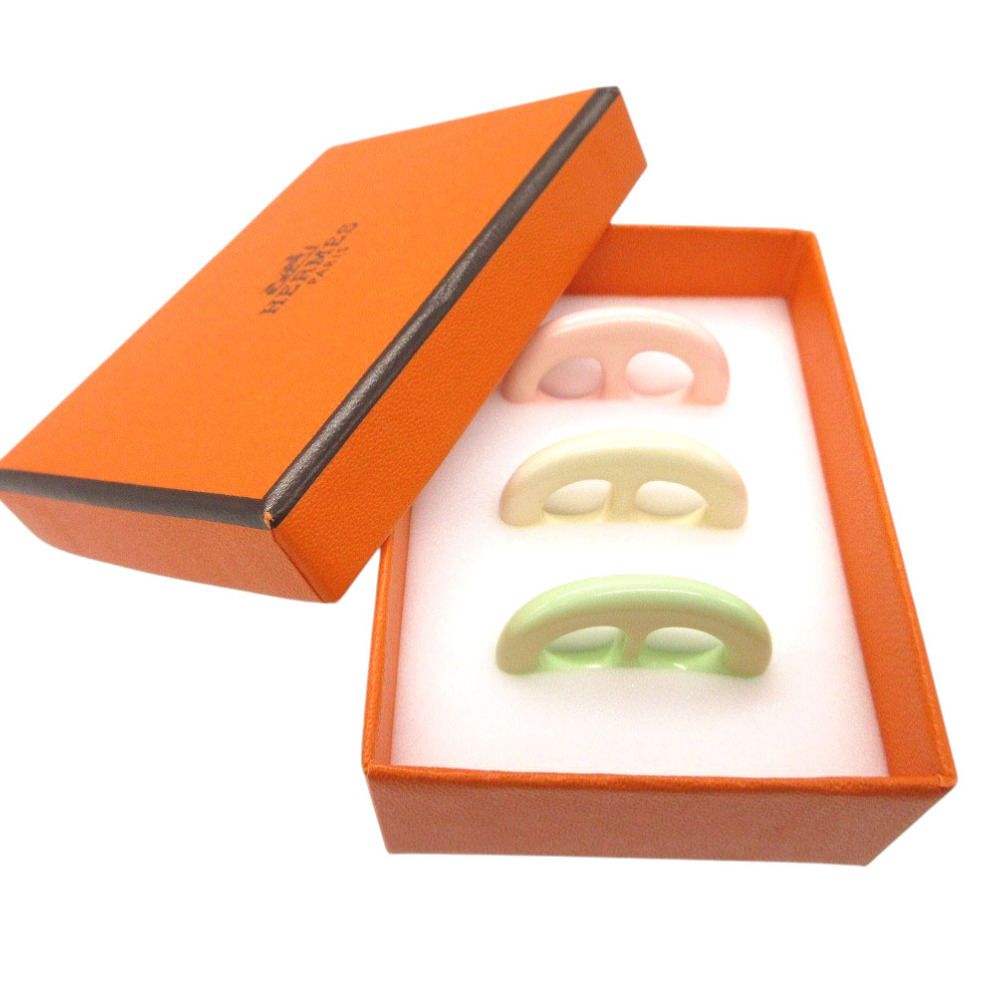 Hermes Tribo Chaine D'ancre Lacquer Wood Ivory Pastel Pink Green Ring — view 2