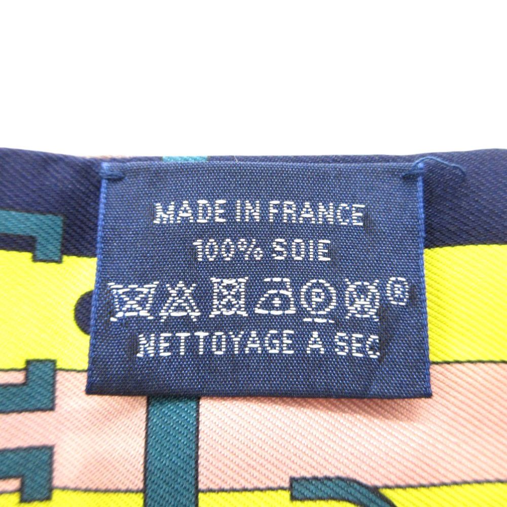 Hermes Twilly Cover Horse Belt Scarf Silk Navy Grey Yellow Navygreige X — view 3