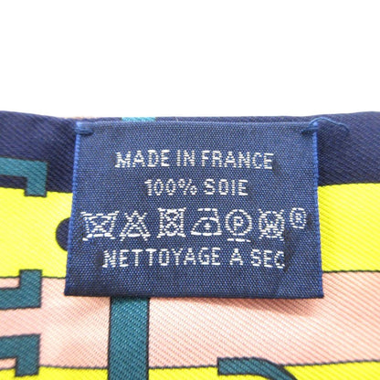 Hermes Twilly Cover Horse Belt Scarf Silk Navy Grey Yellow Navygreige X — view 3