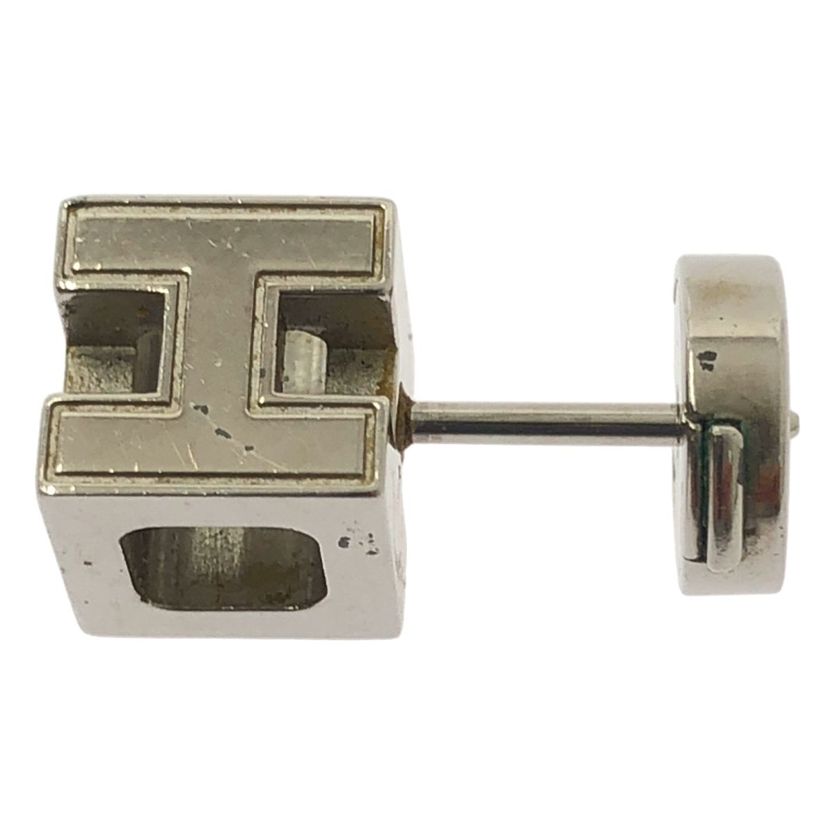 Hermes Cage Ash Cube Earrings Silver Off White — view 5