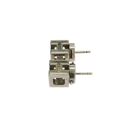 Hermes Cage Ash Cube Earrings Silver Off White — view 2