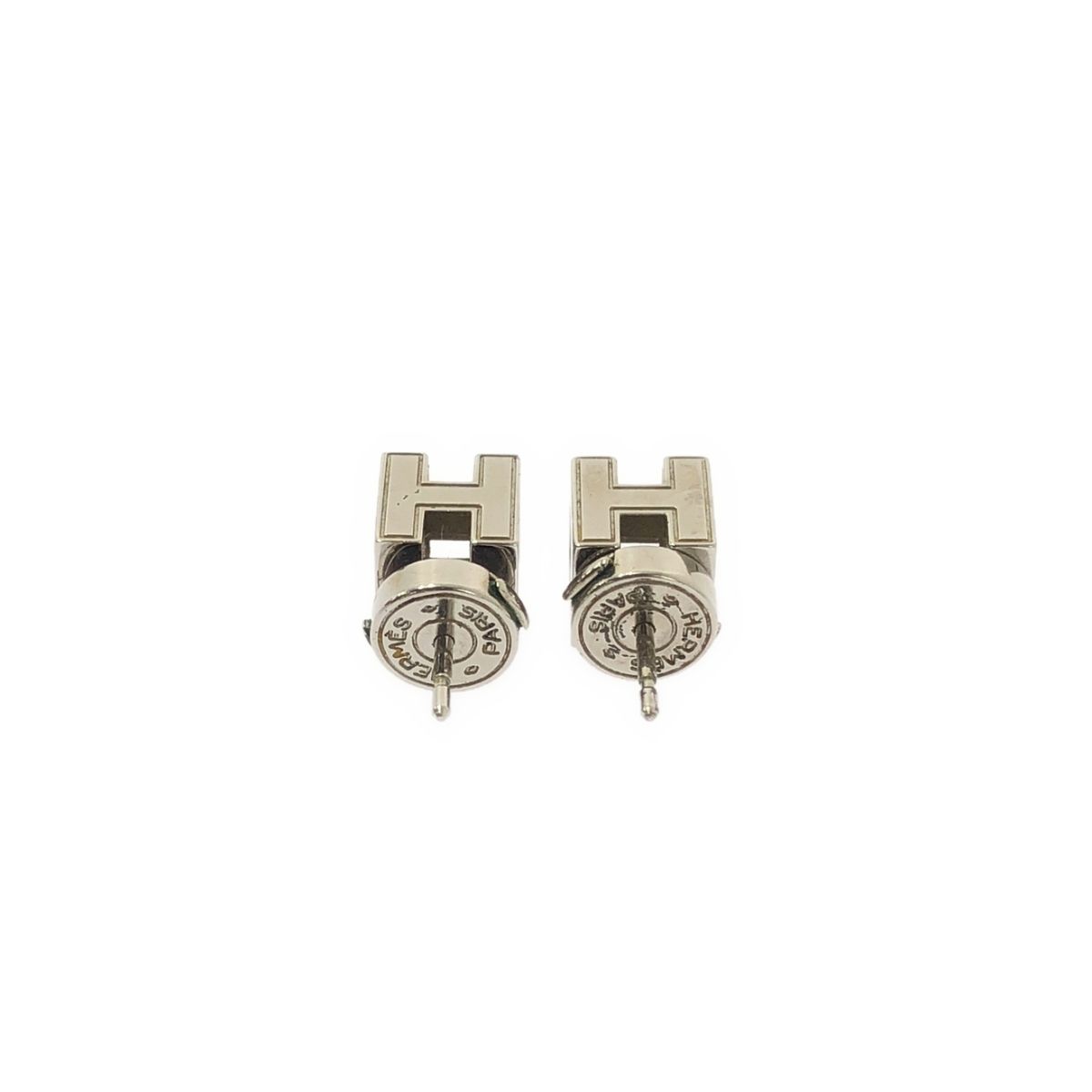 Hermes Cage Ash Cube Earrings Silver Off White — view 4