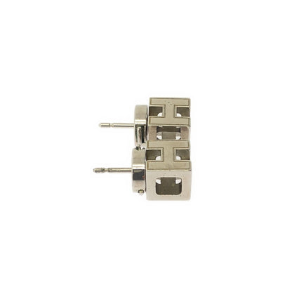 Hermes Cage Ash Cube Earrings Silver Off White — view 3