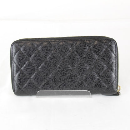 Chanel Quilted Caviar Leather Round Zip Wallet Black Grain — view 2