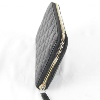 Chanel Quilted Caviar Leather Round Zip Wallet Black Grain — view 4