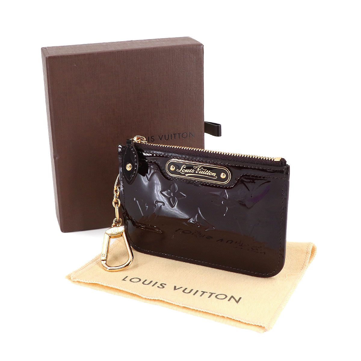 Louis Vuitton Monogram Vernis Pochette Cles NM Coin Case Leather Amarante — view 2