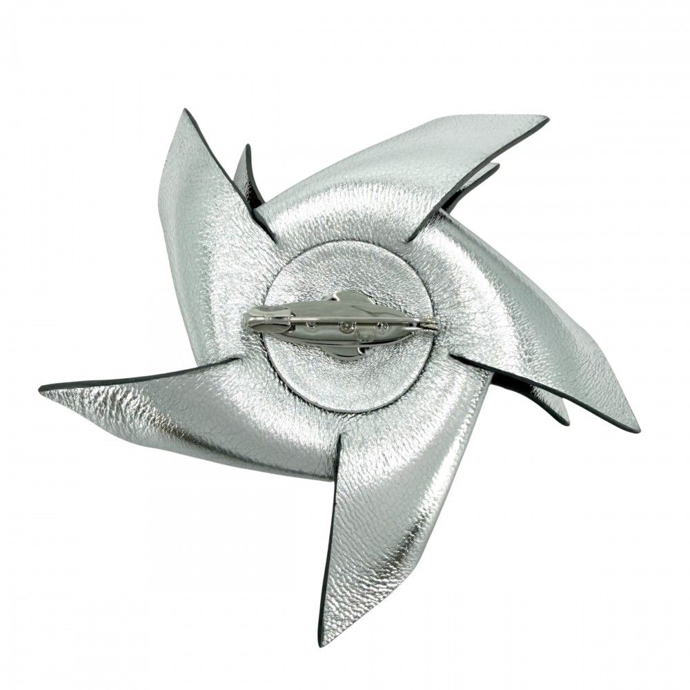 Chanel Brooch Camellia Flower CC Logo Corsage Silver — view 2