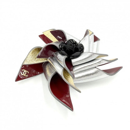 Chanel Brooch Camellia Flower CC Logo Corsage Silver — view 3