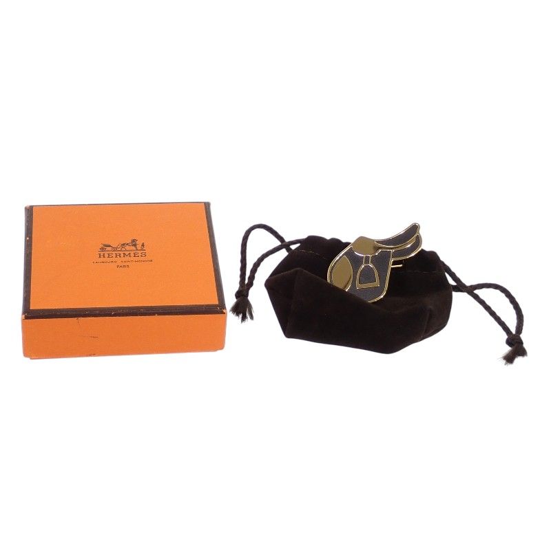 Hermes a Cheval Scarf Ring Metal Black Gold — view 2