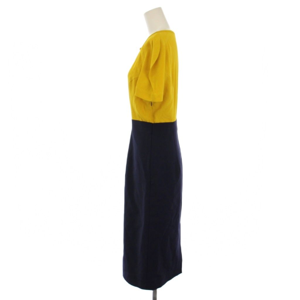 Fendi Dress Long Short Sleeve Bicolor 40 Yellow Navy B2Y — view 2