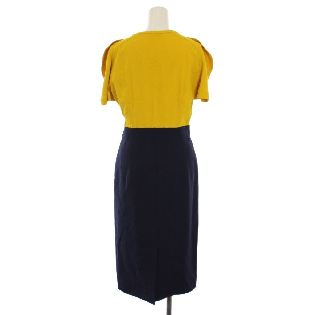 Fendi Dress Long Short Sleeve Bicolor 40 Yellow Navy B2Y — view 3