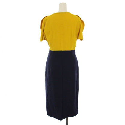Fendi Dress Long Short Sleeve Bicolor 40 Yellow Navy B2Y — view 3
