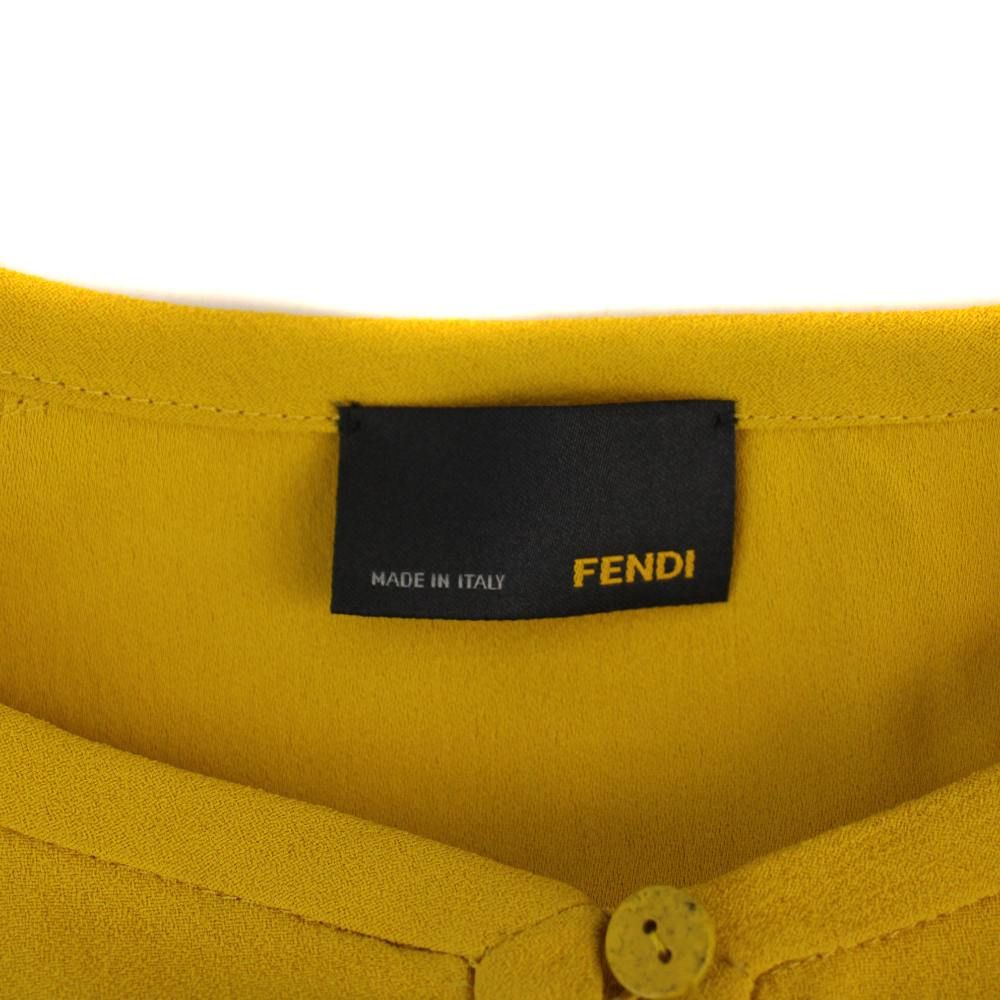 Fendi Dress Long Short Sleeve Bicolor 40 Yellow Navy B2Y — view 4