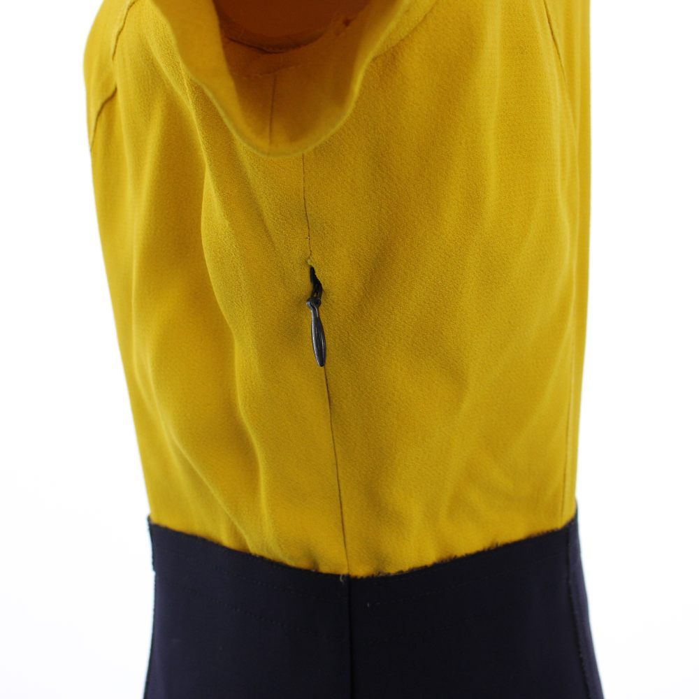Fendi Dress Long Short Sleeve Bicolor 40 Yellow Navy B2Y — view 6