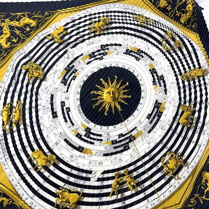 Hermes Pleats Carre 90 Astrology Dies ET Hore Silk White Navy — view 2