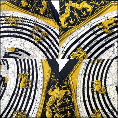 Hermes Pleats Carre 90 Astrology Dies ET Hore Silk White Navy — view 3