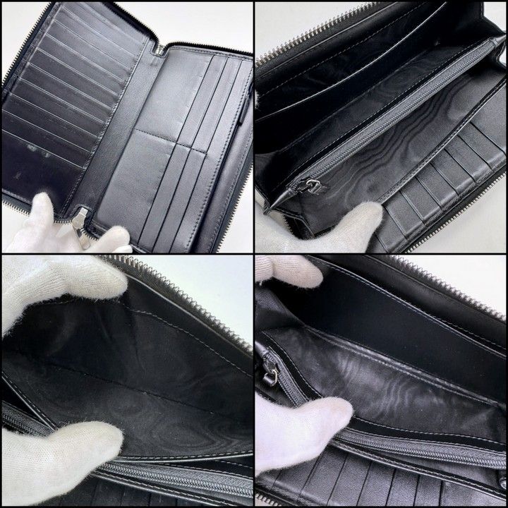 Gucci Zip Around Organizer GG Embossed Black Silver Leather Coin Purse — view 6