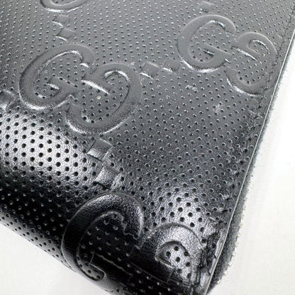 Gucci Zip Around Organizer GG Embossed Black Silver Leather Coin Purse — view 4