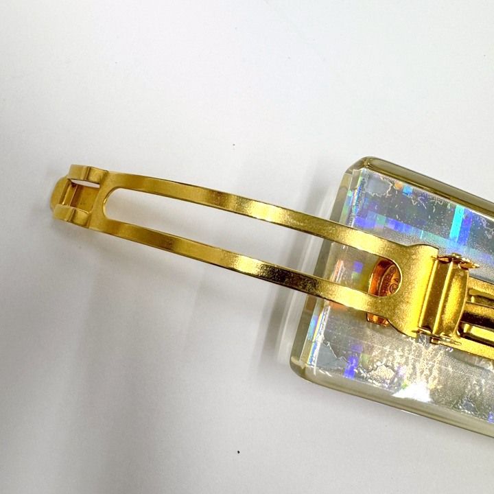 Chanel Barrette Hair Clip Clear Gold — view 9