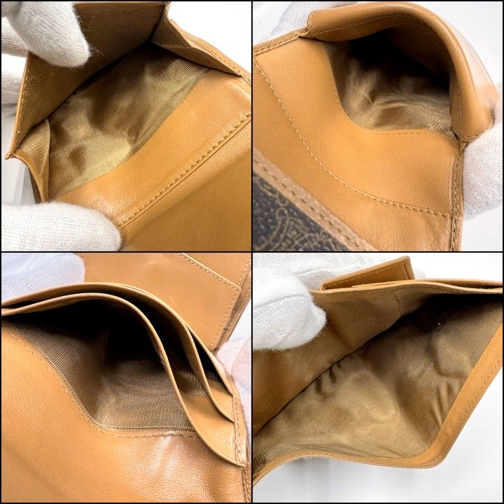 Celine Trifold Wallet Macadam Leather Dark Brown Gold X — view 7