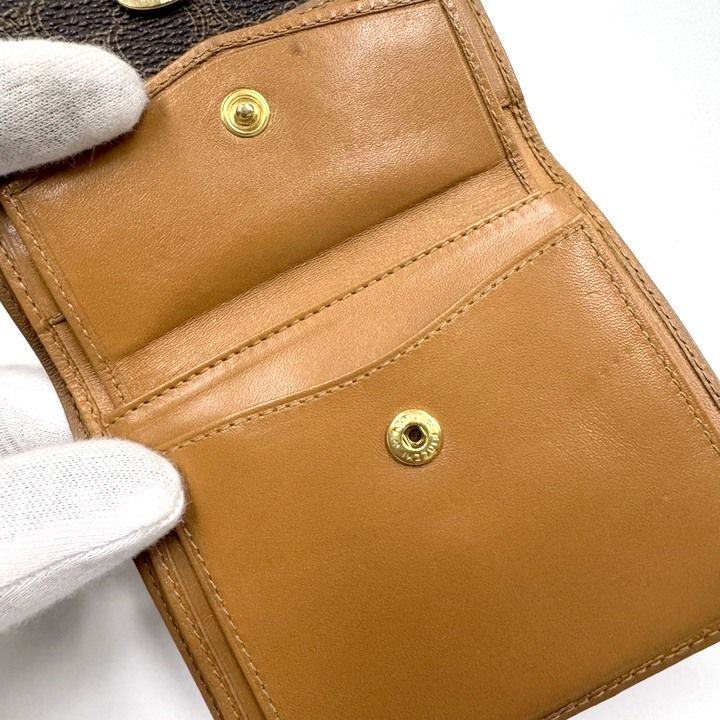 Celine Trifold Wallet Macadam Leather Dark Brown Gold X — view 6