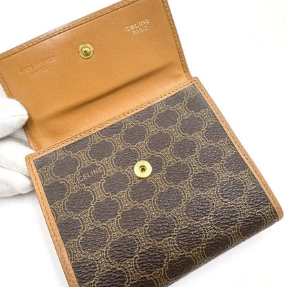Celine Trifold Wallet Macadam Leather Dark Brown Gold X — view 3