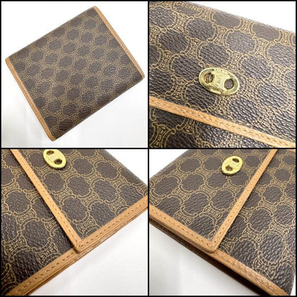 Celine Trifold Wallet Macadam Leather Dark Brown Gold X — view 2