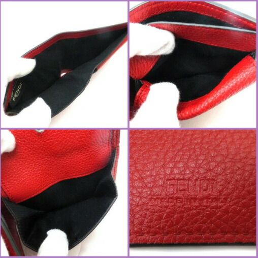 Fendi Bifold Compact Wallet Leather Red — view 7