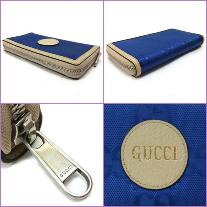 Gucci Off the Grid Zip Wallet Nylon Leather Blue Beige — view 4