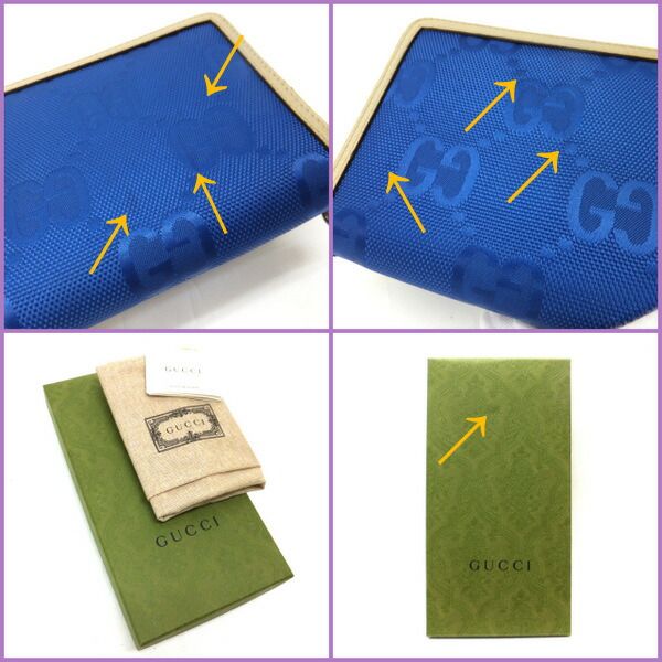 Gucci Off the Grid Zip Wallet Nylon Leather Blue Beige — view 7