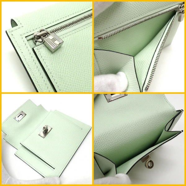 Hermes Kelly Pocket Compact Wallet Epsom Valfiz Silver — view 5